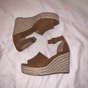 Tan Suede Espadrille Wedge Heel Sandals